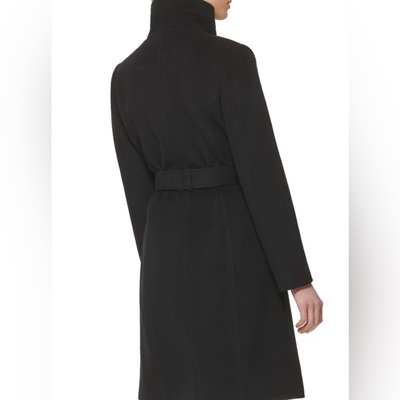 Cole Haan Black Standar Collar Wool-Blend Coat. - Picture 2 of 11